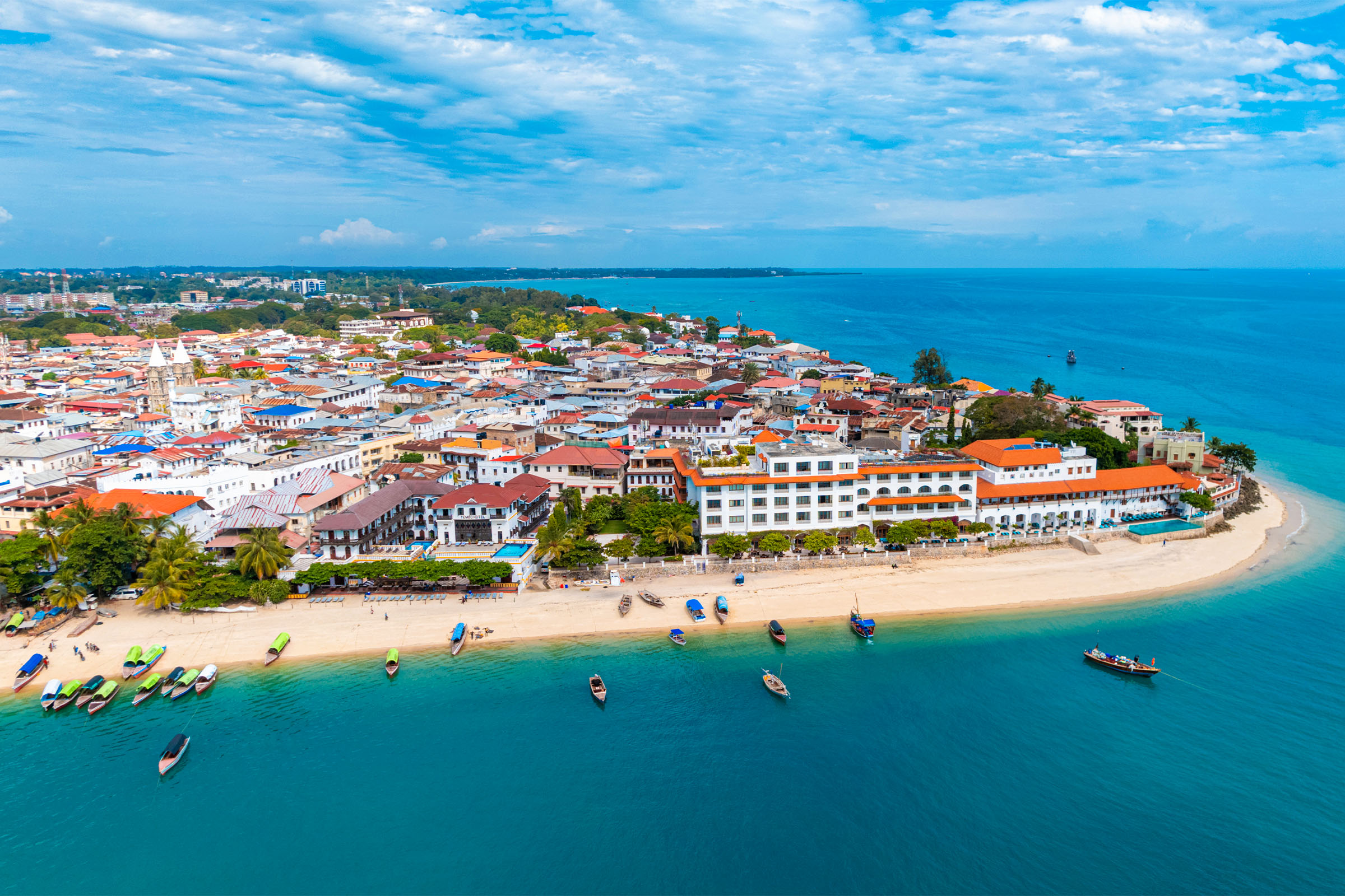 Coastal city aerial view
